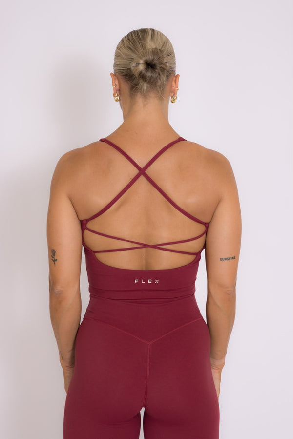 Opule Open Cross Top - Burgundy