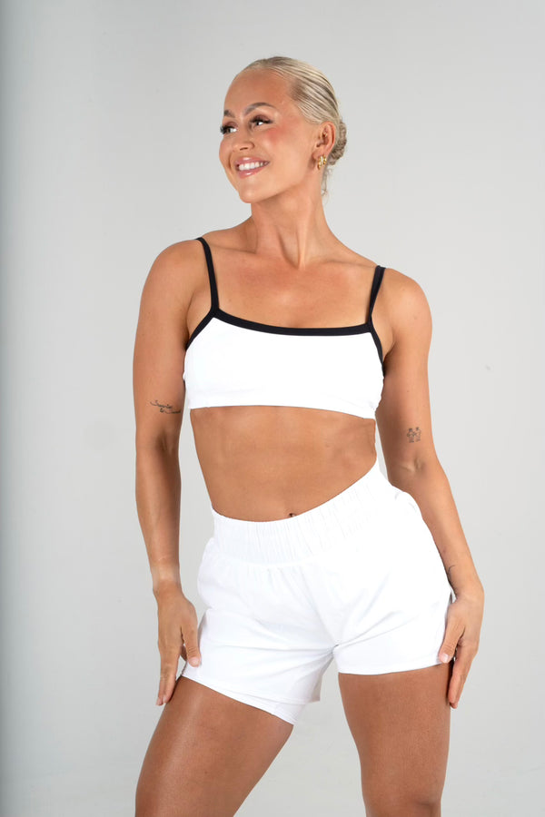 Layered Running Shorts White