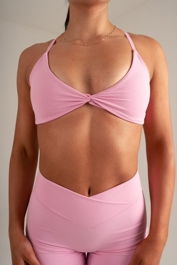 Twist Strap Bra Pink