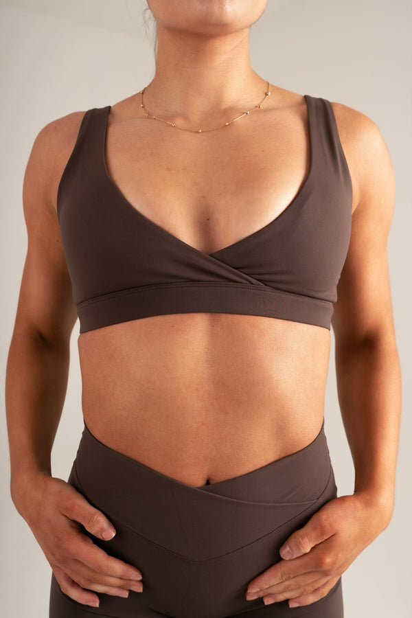 Wrap Crop Bra Espresso